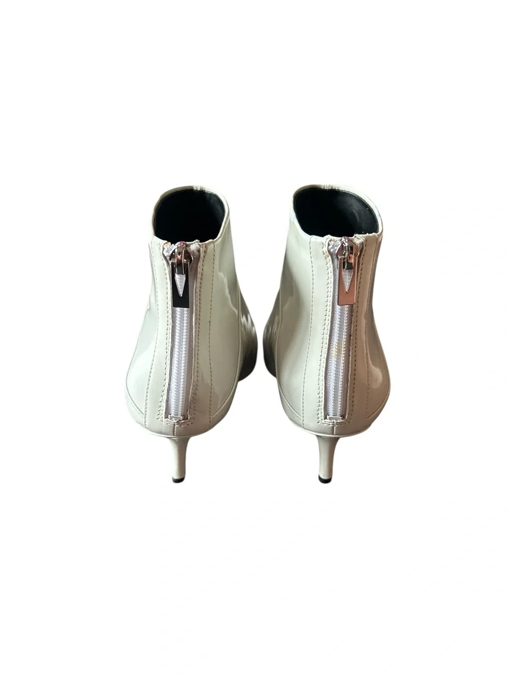 Via Spiga White Pointed Toe Ankle Booties Patent Leather Ankle Boots